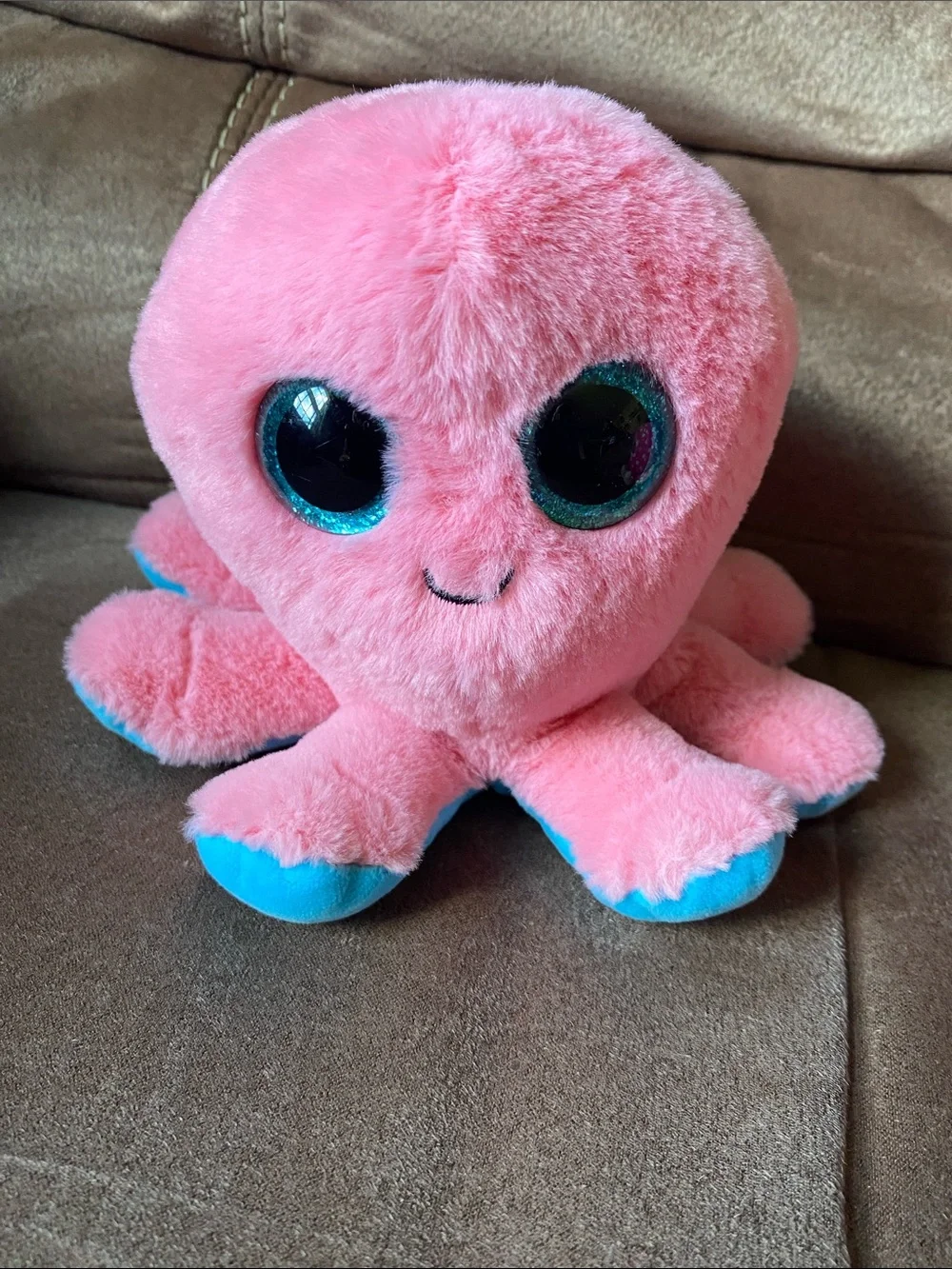 Ty Pink Octopus Plush Duo with Blue & Cream Accents